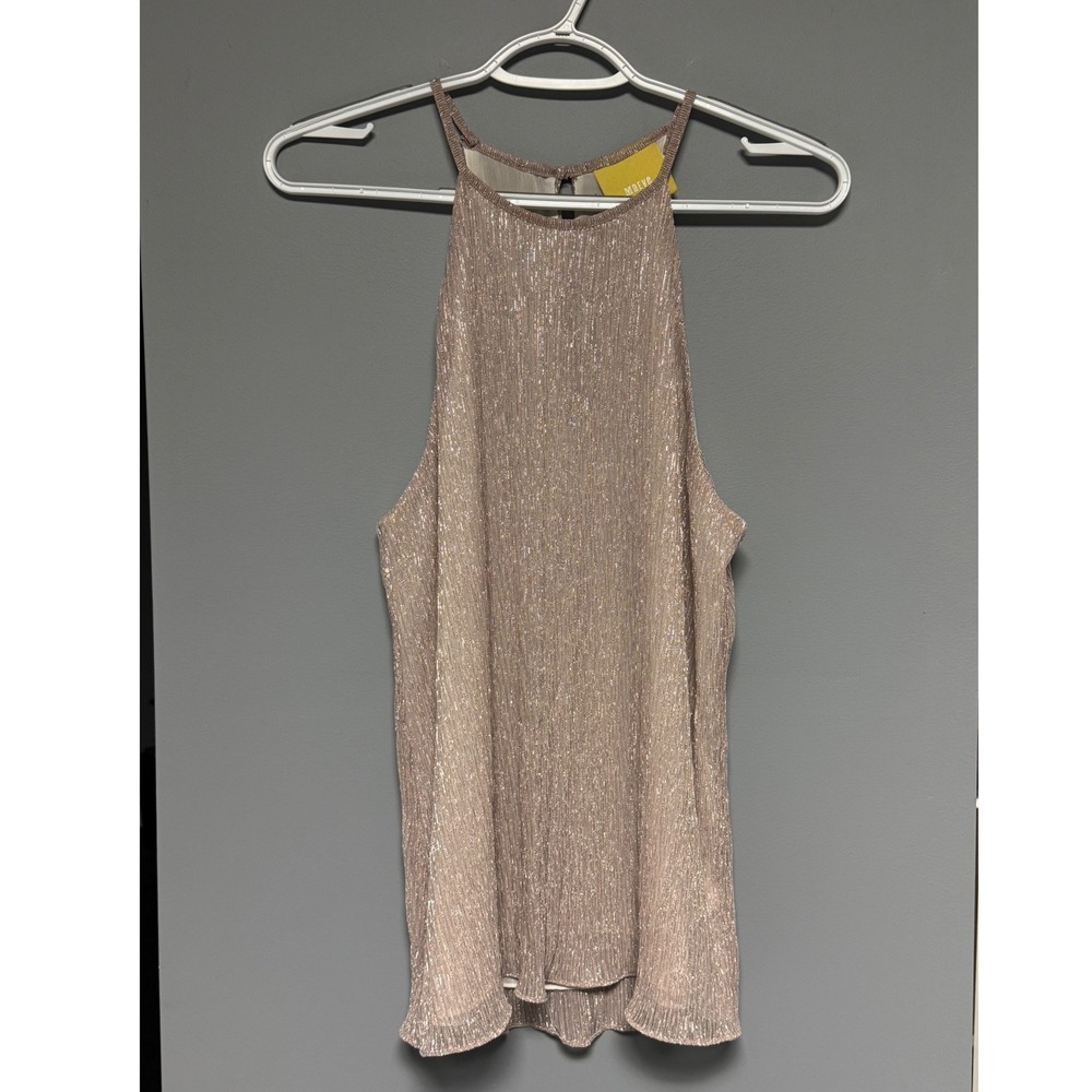 Maeve Anthropologie‎ Halter Neck Sleeveless Top M Metallic Sheen Holiday Party